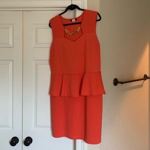 Salmon peplum dress